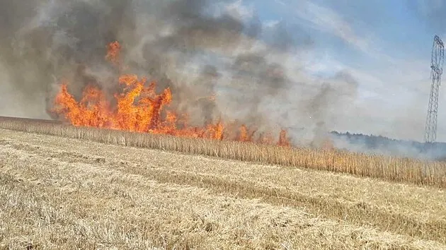 Ви зараз переглядаєте На Кіровоградщині горіло поле внаслідок падіння уламків російських дронів