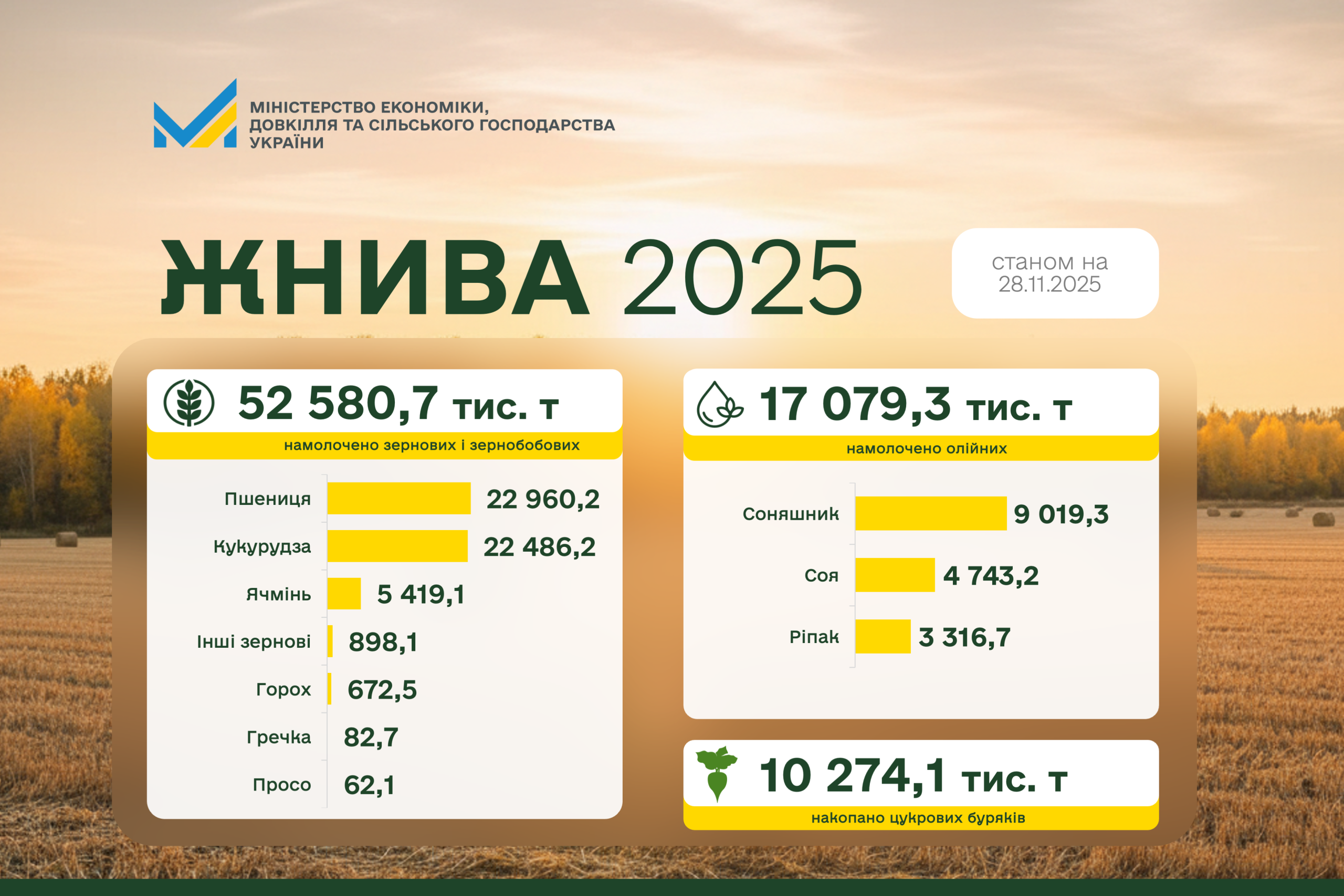Ви зараз переглядаєте Україна завершує жнива 2025: результати за 2025 рік та прогнози на 2026