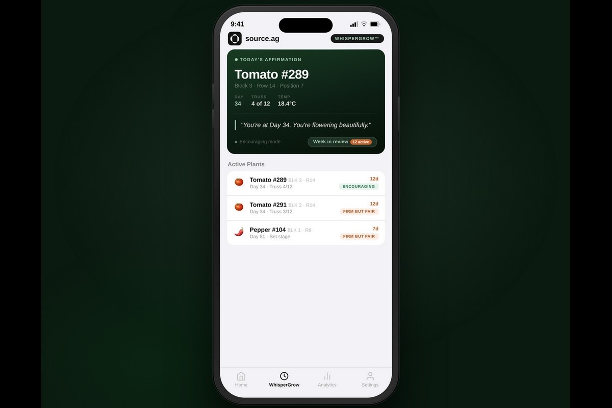 WhisperGrow - інструмент для афірмацій для тепличних культур
